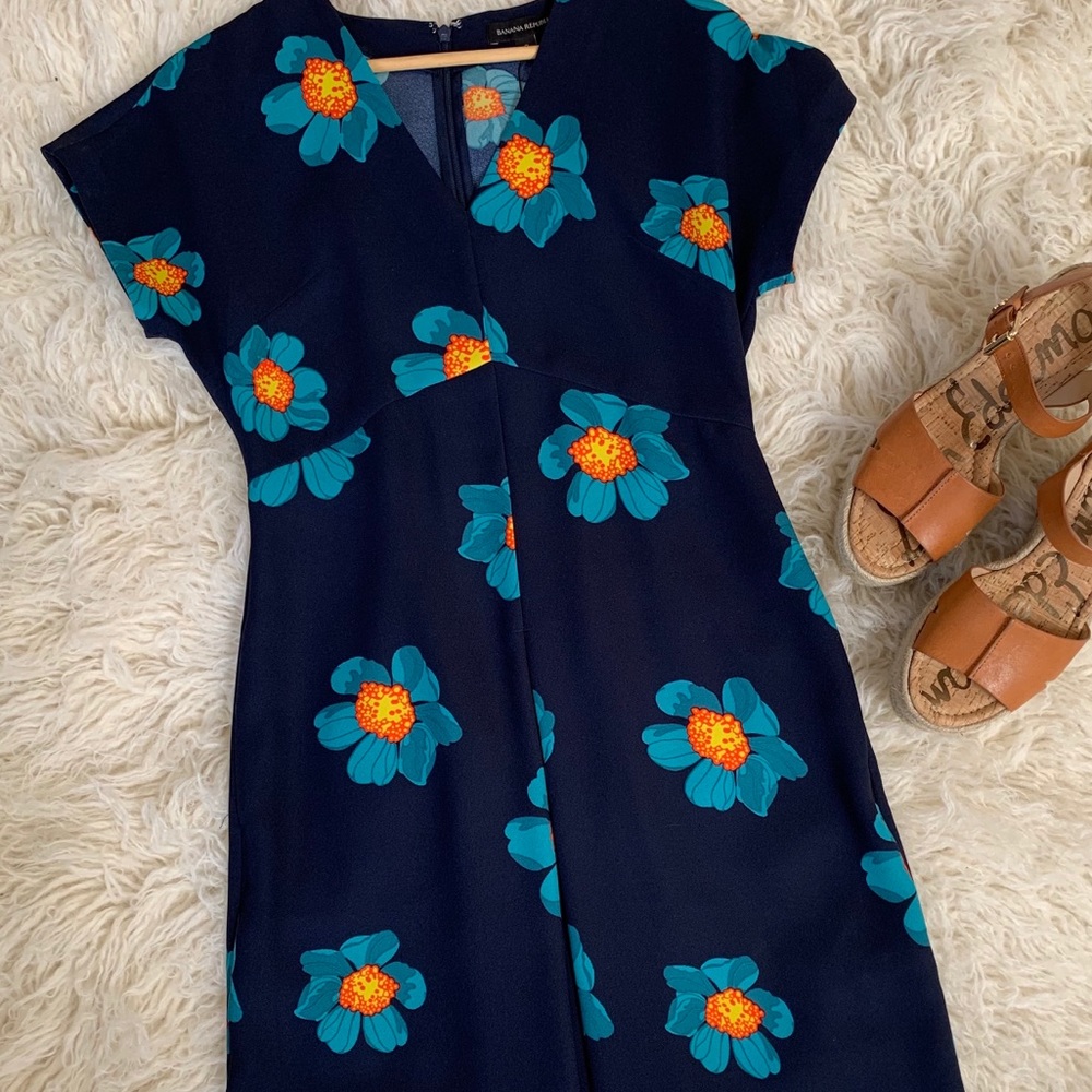 Banana Republic Floral Cap Sleeve Dress- 0